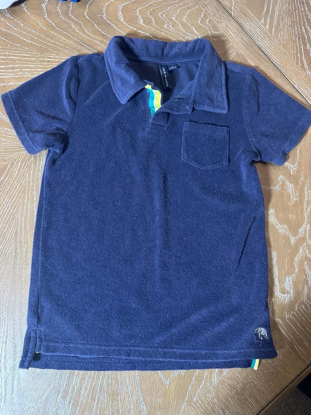 Janie and Jack French Terry Polo Size 7 Navy Blue Elephant